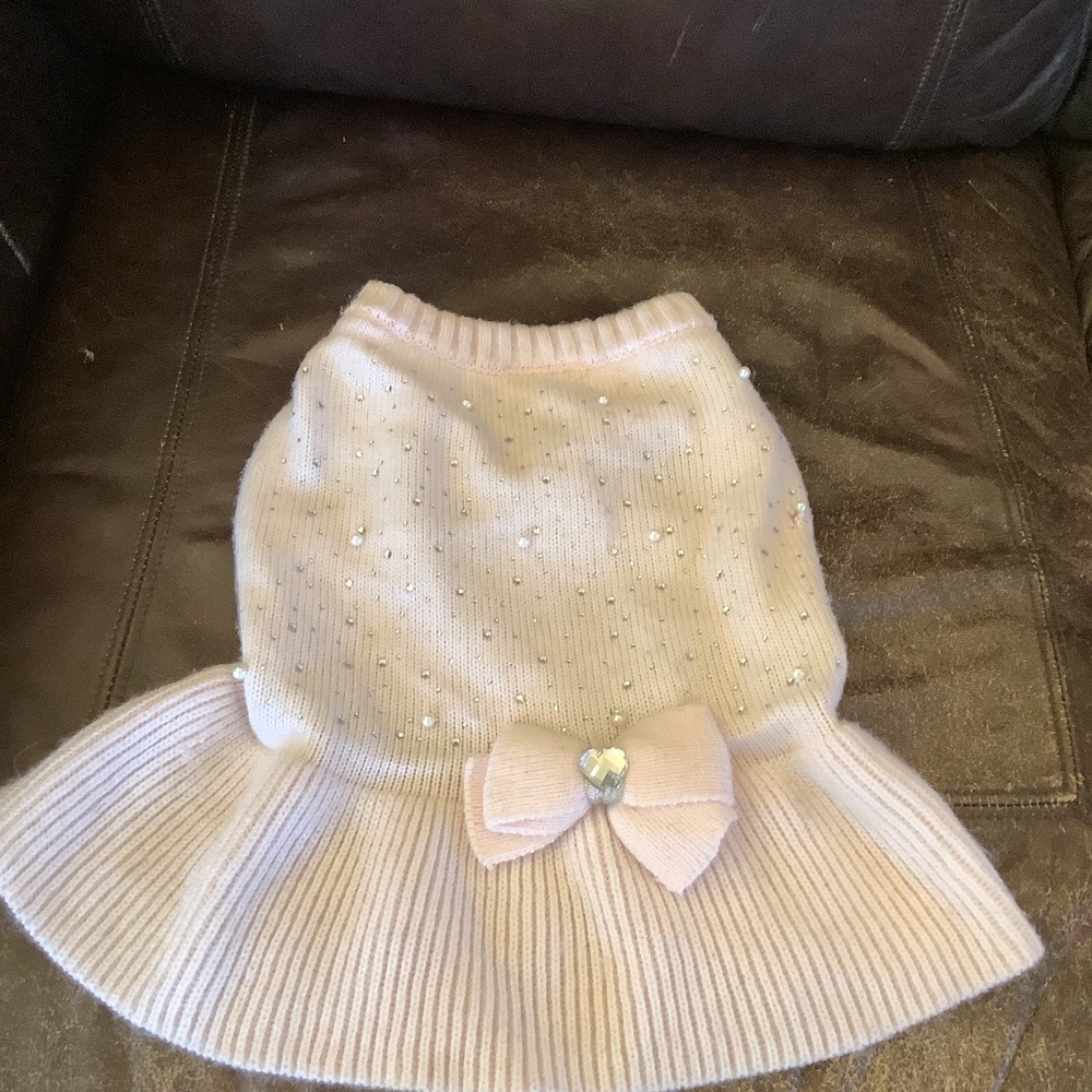 Pink pearl sweater dress for dogs